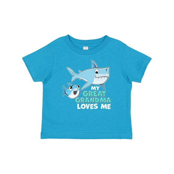 Inktastic My Great Grandma Loves Me with Cute Sharks Boys or Girls Baby T-Shirt