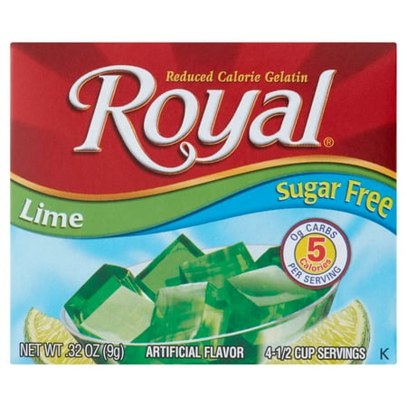 (4 pack) (4 Pack) Royal Sugar Free Lime Reduced Calorie Gelatin, .32 oz