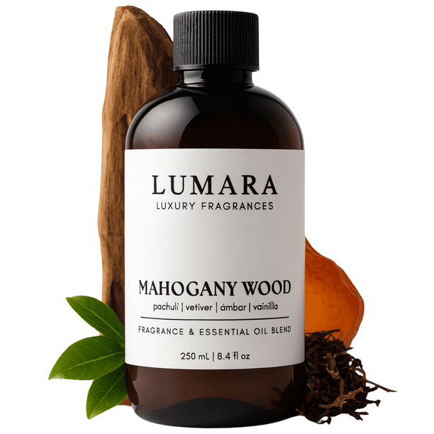Esencia ambiental para difusor profesional Lumara Mahogany Wood - Inspirado en el Hotel The Lodge 250ml