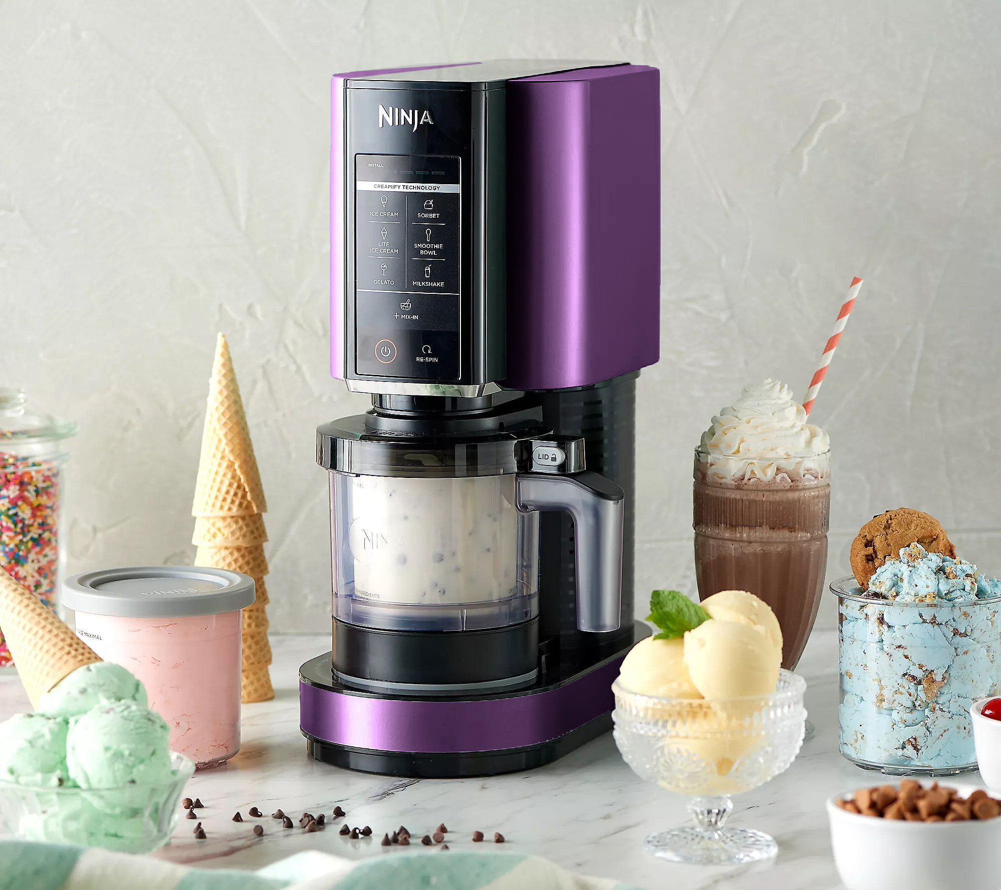 Ninja NC301 CREAMi Ice Cream Maker, Purple, Corded Electric, Residential