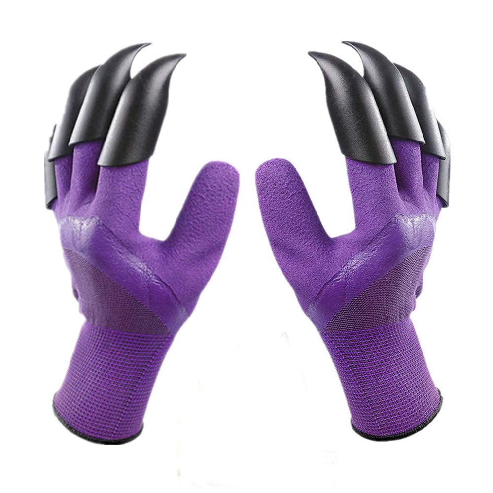 green+purple+black Garden Gloves with Claws for Women and Men outdoor 3 Pairs 