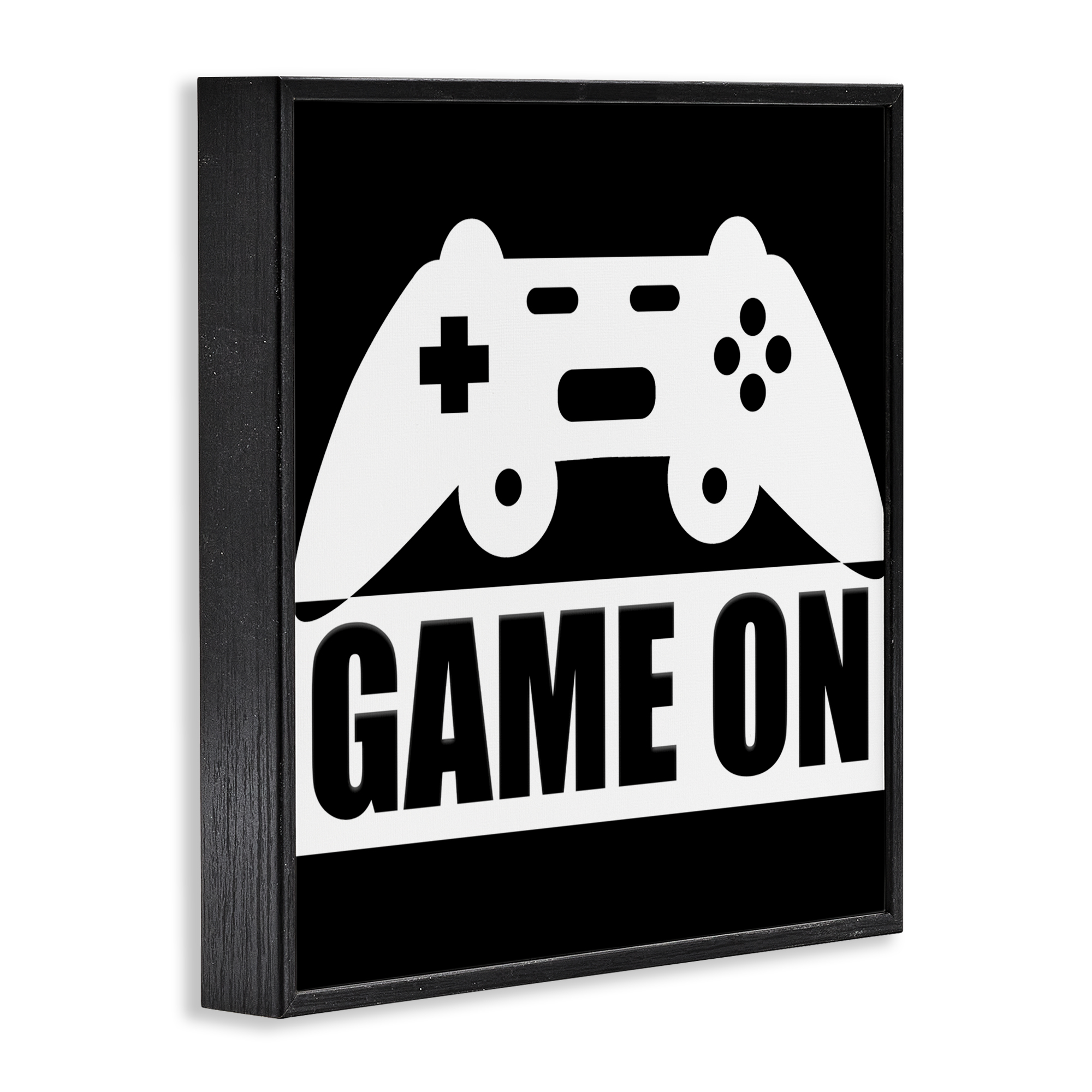 Game On Retro Black & White Black Framed Giclee Art, design by Kim Allen