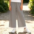 thumbnail image 5 of Nugftut Girls Pants Wide Leg Plaid Lace Trim Hem Casual Pants for Kids Size 11-12, 5 of 6
