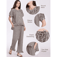 thumbnail image 4 of Womens 2 Piece Gingham Pajamas Sets Plaid Puff Sleeve Babydoll Shirt Ruffle Pants Y2K Pjs Lounge Set, 4 of 7
