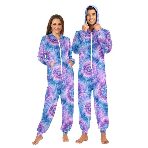 joogoo Tie Dye Purple-p6 Unisex Adults Onesies Pajamas Jumpsuits L
