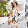 thumbnail image 4 of Beach Vacation Clothes Kimono Cardigan Loose Swimsuit Cover Up for Women Cartoon Bears and Heart L, 4 of 6