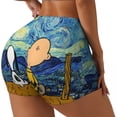 thumbnail image 4 of Pantalones cortos de ciclismo para entrenamiento de voleibol con paisaje de Van Gogh personalizado de Snoopy y Charlie Brown Pantalones cortos de yoga para gimnasio de Peanuts para mujer, 4 of 5
