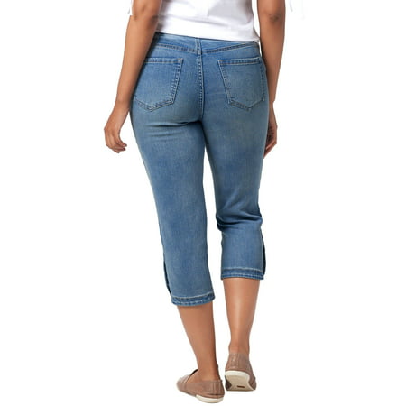 Denim & Co. - Denim & Co.Womens Capri Jeans with Snap Tulip Hem Reg 14 ...