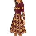 thumbnail image 3 of FKELYI Thanksgiving Women Dresses Size 3XL Comfortable Fall Maple Leaves Swing Skater Midi Dress Leisure Long Sleeve A Line Swing Skater Twirl Dresses, 3 of 4
