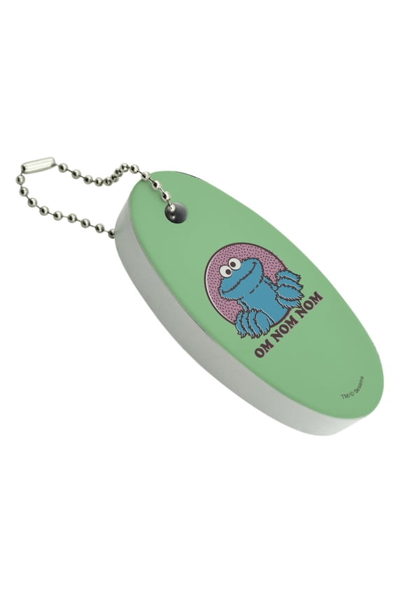 Sesame Street Cookie Monster Om Nom Nom Floating Keychain Oval Foam Fishing Boat Buoy Key Float