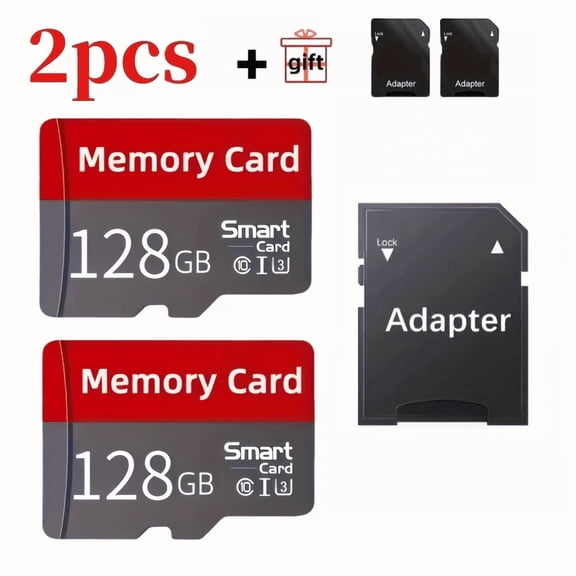 High-Speed Micro SD Card 2pcs 128GB High-Speed Micro SD Card | Mini SD TF Memory Card for Secure Data Storage - Compatible with Wireless Security Cameras,Video Recorders,Tablets,Mobile Phones,Cameras