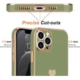 thumbnail image 3 of iPhone 12 Pro Case for Girl Women Cute Love-Heart Luxury Bling Plating Soft Back Cover Raised Full Camera Protection Bumper Silicone Shockproof Phone Case for iPhone 12 Pro, Light Green, 3 of 14