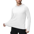 thumbnail image 2 of DDAPJ pyju Sun Protection Hoodie for Men Raglan Long Sleeve Hiking Fishing Shirts Cooling Summer Running Athletic Tops with Thumb Holes White M, 2 of 6