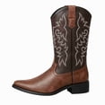 thumbnail image 1 of Men’s Western Cowboy Boots, Embroidered Pointed Toe Boots, Block Heel Slip-On Boots Mid-Calf Knight Boots, 1 of 6
