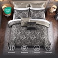 thumbnail image 5 of Regency Heights 8 Pieces Jacquard Comforter Set with Bedskirt and Decor Pillows, Queen, Black, 5 of 9
