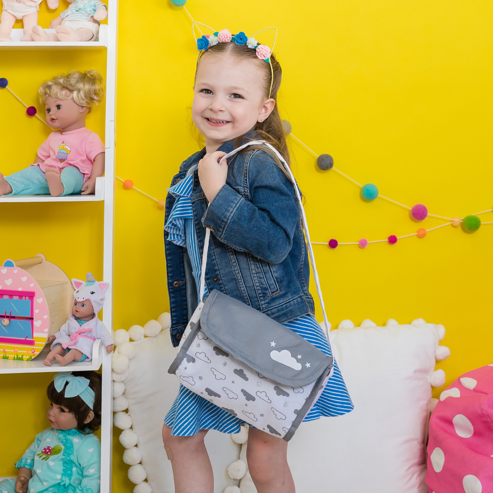Adora Baby Doll Diaper Bag - Twinkle Stars Unisex Diaper Bag for Ages 1 and Up- Cloud Print