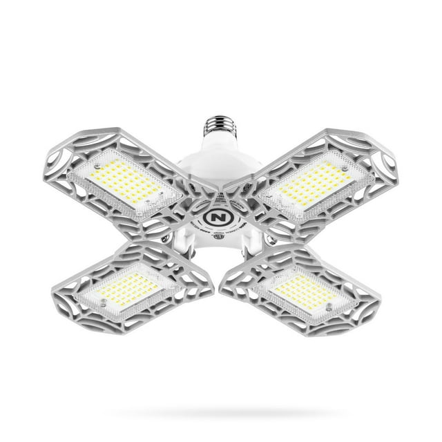 NEBO High Bright Extremely Bright LED Garage Light, Multi-Position Adjustable Panel 9000 Lumen 60W Utility Light for Garage Ceilings, Attics, Workshops,White