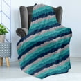 thumbnail image 4 of Wave Soft Flannel Fleece Throw Blanket, Abstract Ornamental Ocean Waves with Lines and Spots in Blue Shades Bohemian Style, Cozy Plush for Indoor and Outdoor Use, 50" x 70", Multicolor, by Ambesonne, 4 of 5