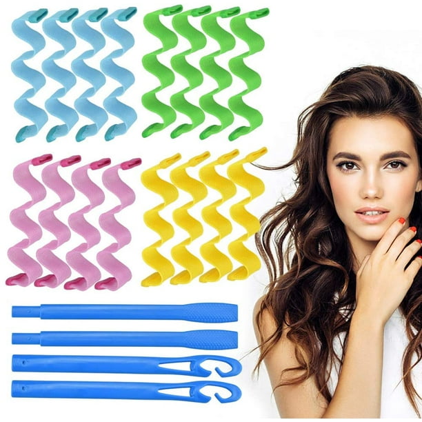 BUZIFU 28 PCS Hair Curlers Spiral Curls Styling Kit 25cm Spiral Magic Hair Rollers Curly No Heat Water Ripple Hair Rollers DIY Wave Formers Splitter with Styling Hooks for Most Kinds of BUZIFU 28 PCS Hair Curlers Spiral Curls Styling Kit 25cm Spiral Magic Hair Rollers Curly No Heat Water Ripple Hair Rollers DIY Wave Formers Splitter with Styling Hooks for Most Kinds of