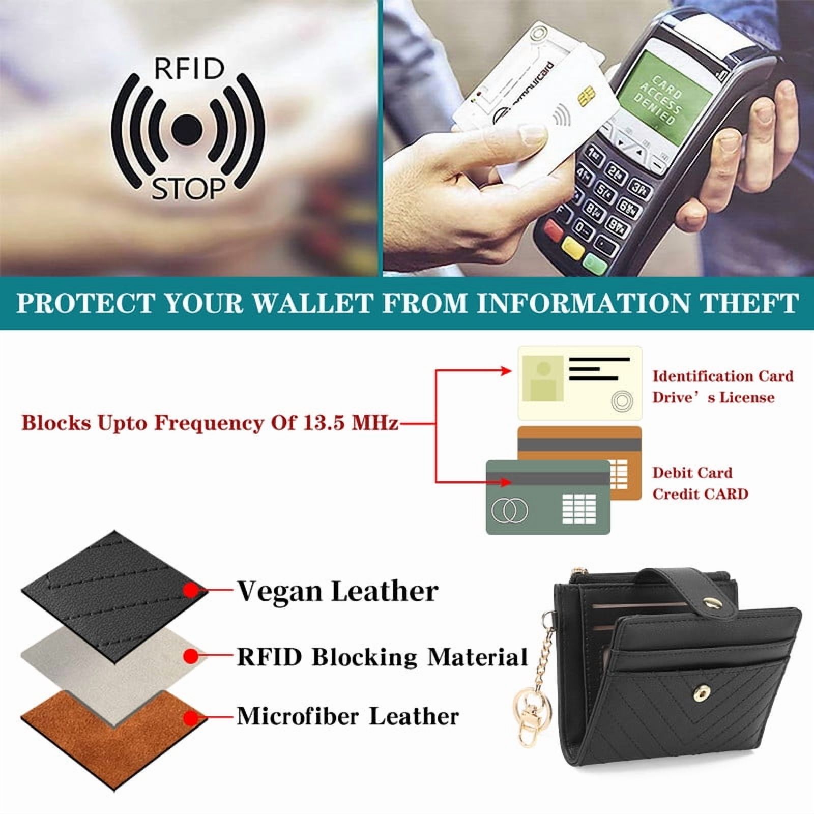 GAEKEAO Women's Small RFID Blocking Wallet with Keychain photo 8