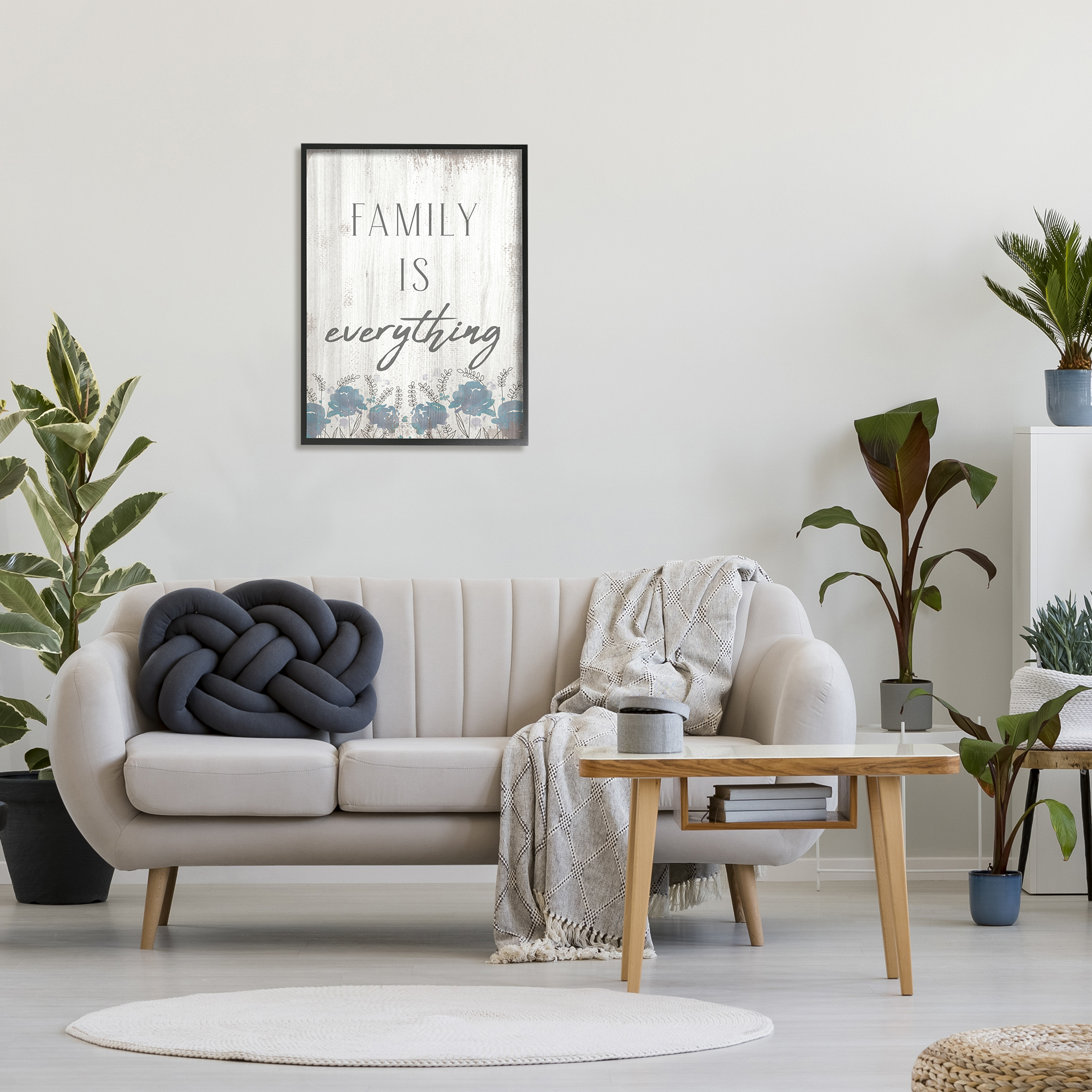 Stupell Industries Family Is Everything Sentiment Blue Wild Flowers, 24 x 30, Designed by Daphne Polselli