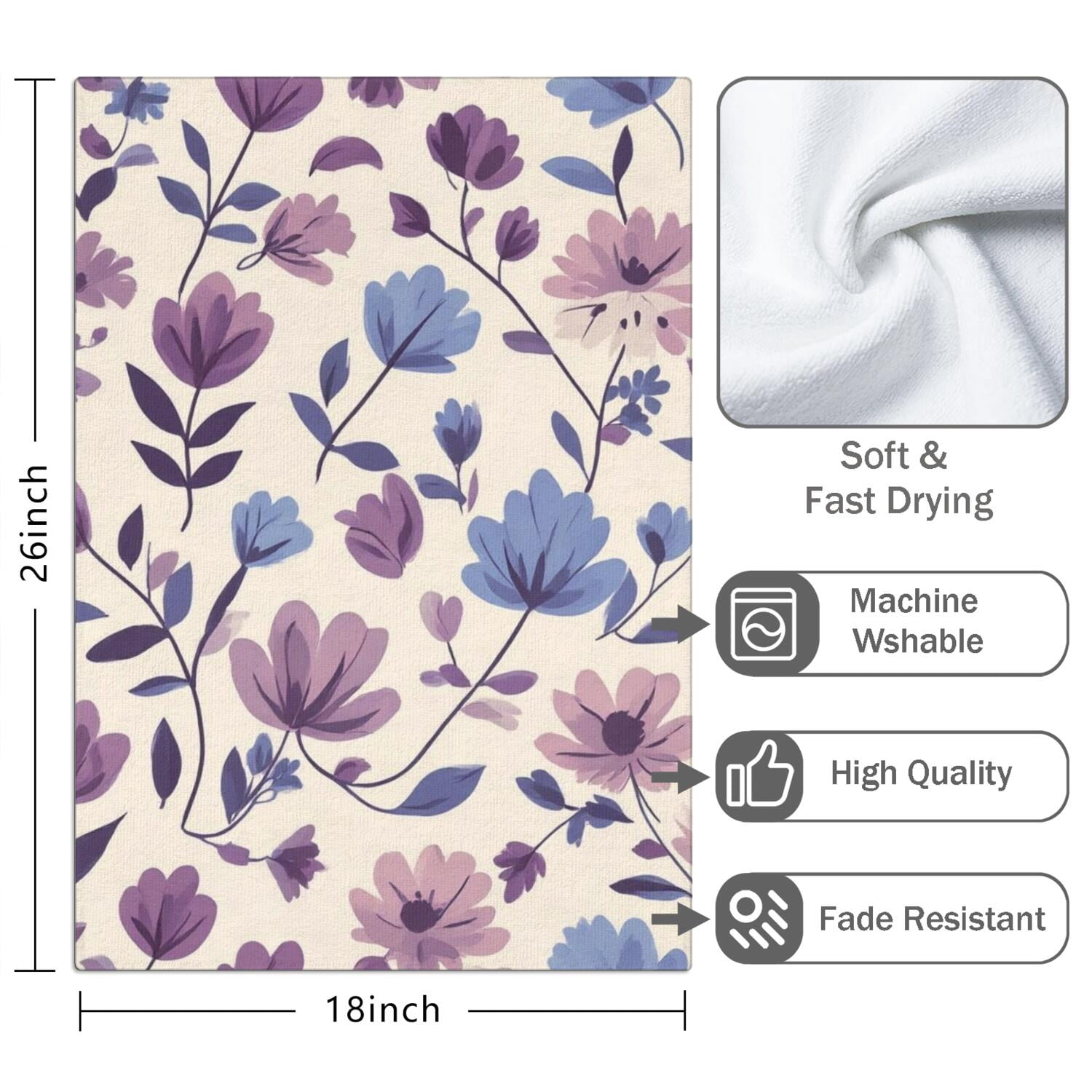 2 Pcs Funny Kitchen Towels,Pioneer Flower Microfiber Dish Towels,Kitchen Tea Towels,Kitchen Towel Set (18" X 26")