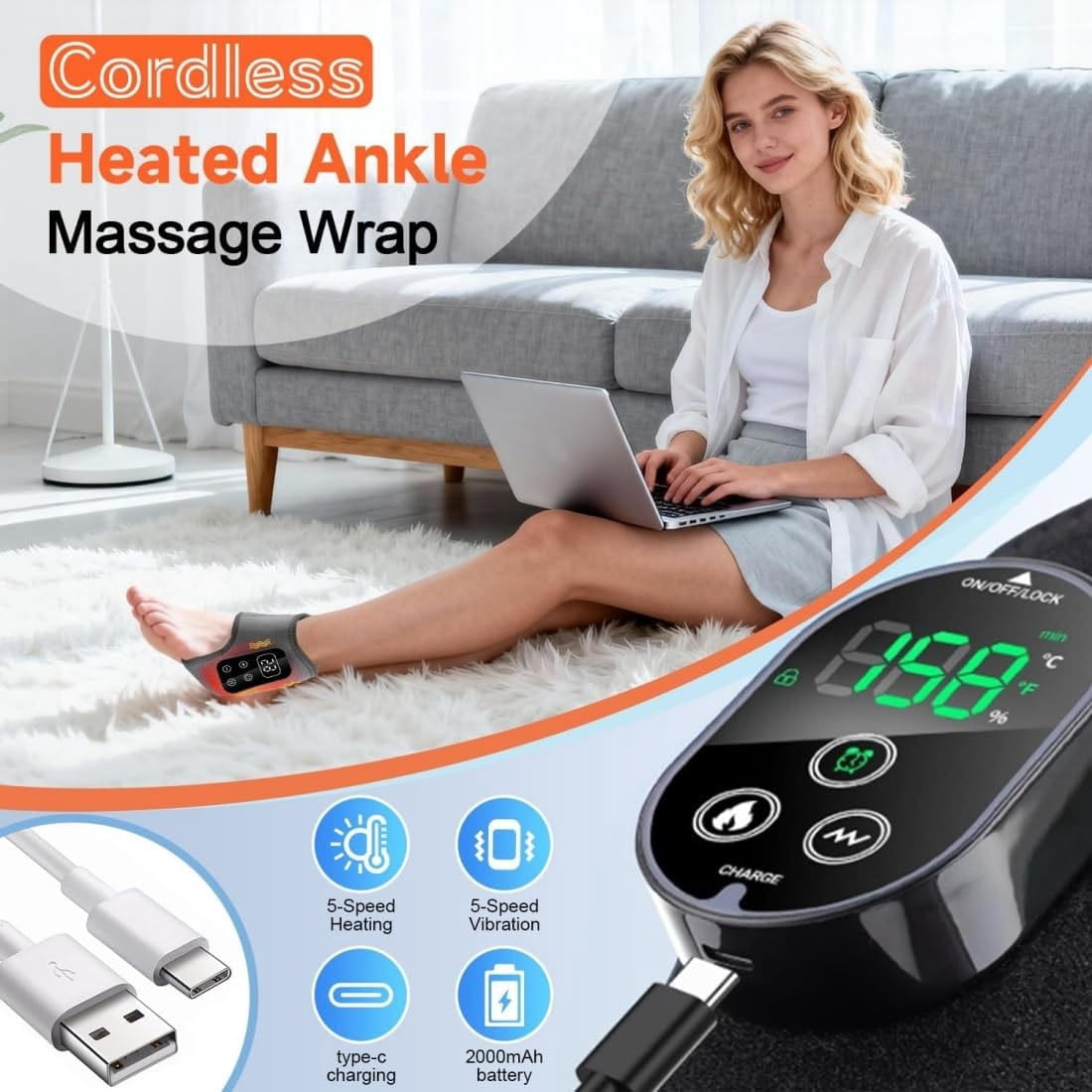Foot Advanced Renew Triple Method Massager,Cordless Foot Massager with Heat and Vibration,Portable for Home Travel Use
