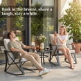 thumbnail image 6 of MOALCOFER 3 Pieces Bistro Set, Patio Rocking Chairs with Gray Cushions & Glass-Top Table for Garden, Pool, Backyard, 6 of 6