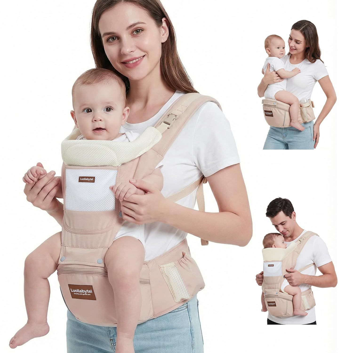 AsterOutdoor Baby Carrier with Hip Seat, 6-in-1, Newborn to Toddler photo 1