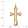 thumbnail image 3 of 14k Yellow Gold with Rhodium Hollow Hollow Polished Rhodium-plated Beaded Edge Cross Charm Pendant, 3 of 7