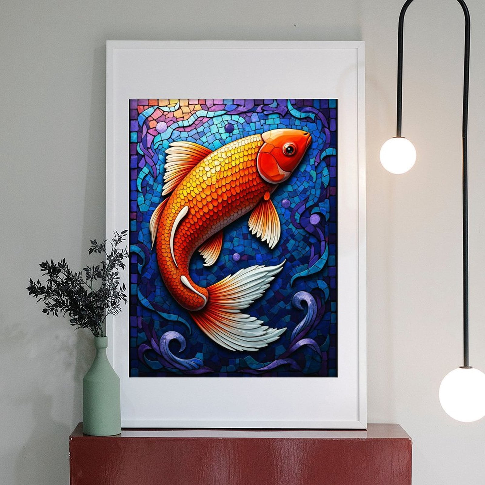 Diamond Art Kits for Adults - 5d Artistic Orange Fish Mosaic Design Diamond Painting for Adults, Diamond Art for Adults Beginners, Diamond Painting Kits for Adults for Home Wall Decor
