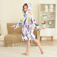 thumbnail image 4 of FORMRS Niños Bathrobe Unisex Hooded Robe Soft Plush Pajamas Sleepwear, Size 7-9T, Green Retro Shapes, 4 of 7