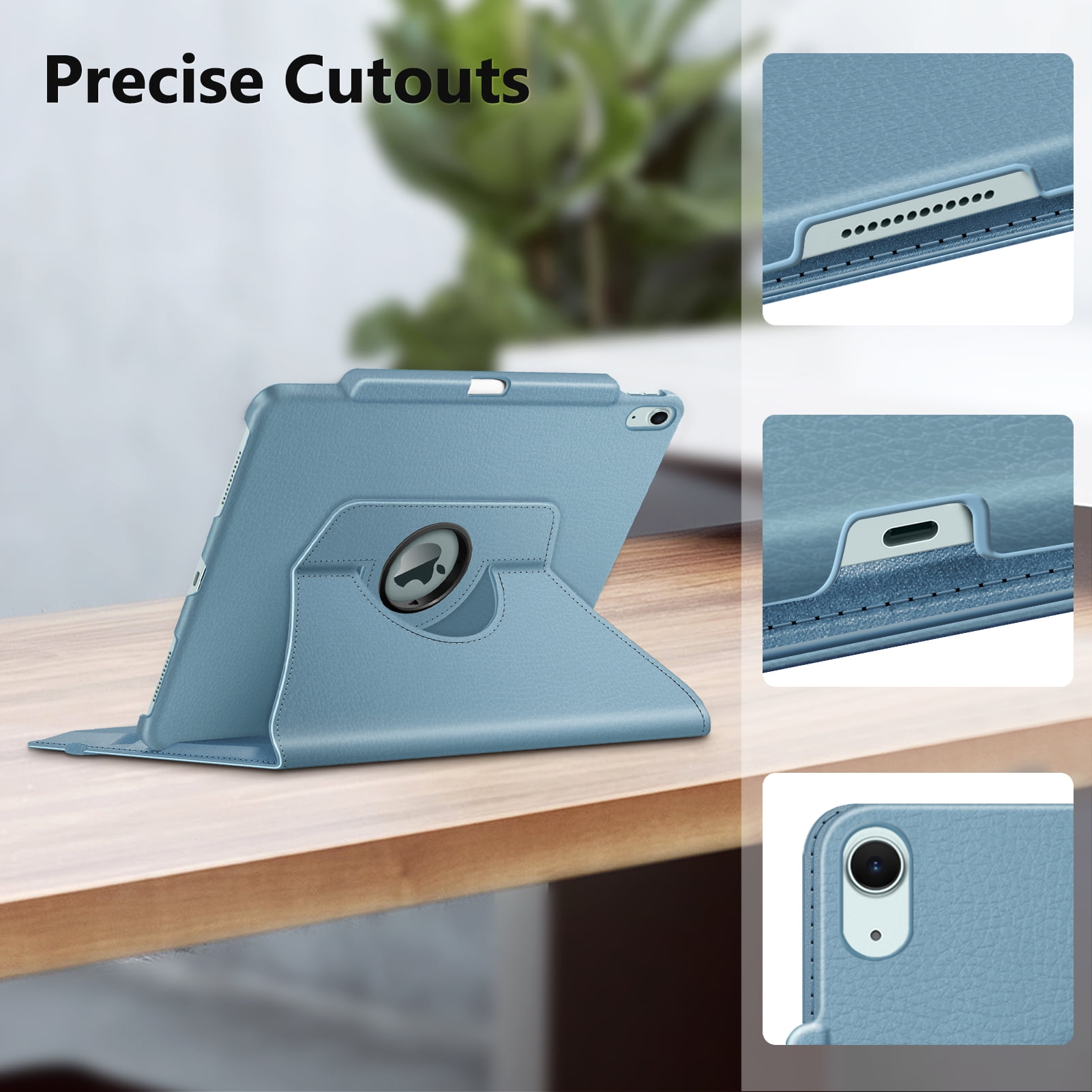 Fintie Rotating Case for iPad Air 13-inch (M4) 2026, (M3) 2025, (M2) 2024 - 360 Degree Rotating Protective Stand Cover with Pencil Holder, Ocean Blue