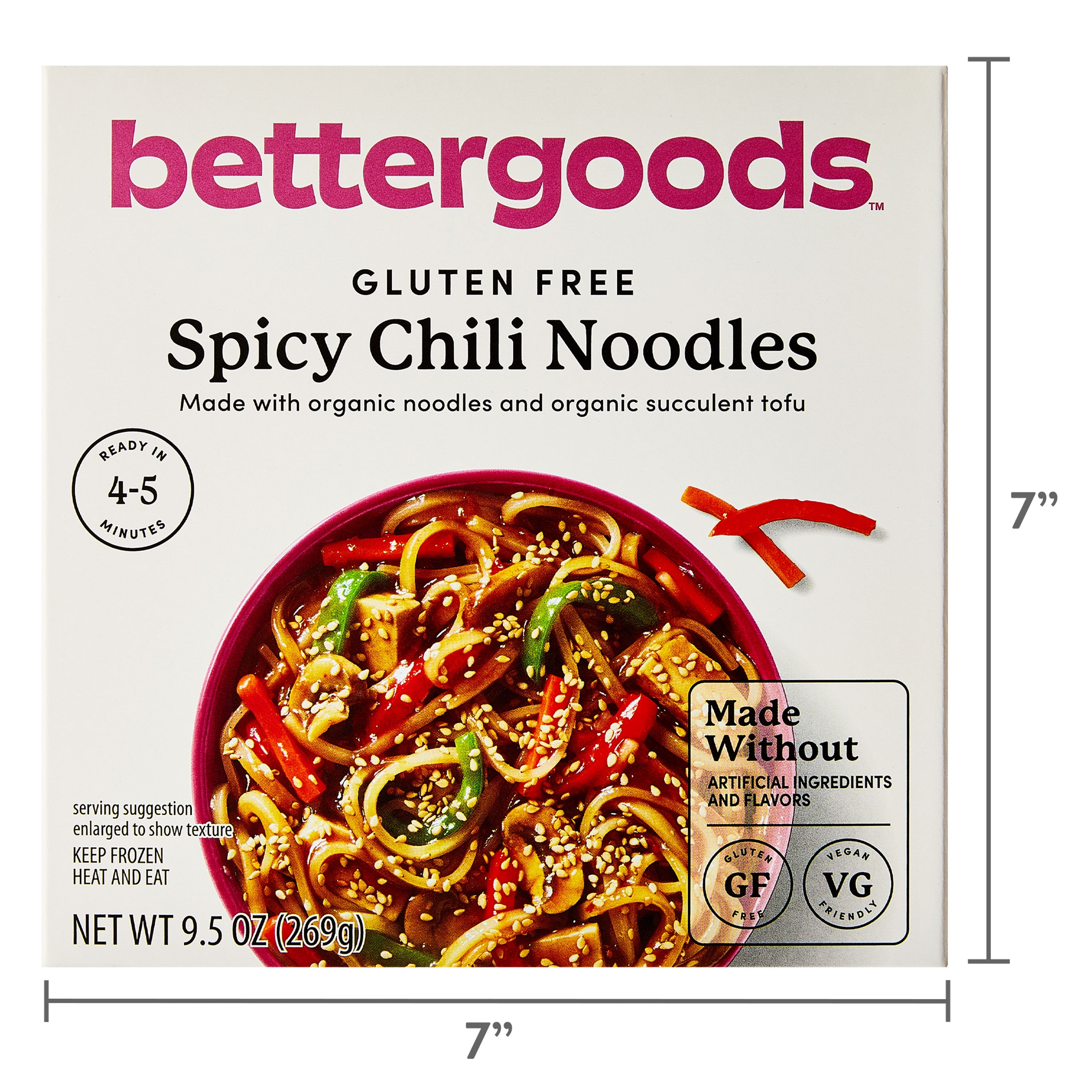 bettergoods Gluten Free Spicy Chili Noodles, 9.5 oz (Frozen)