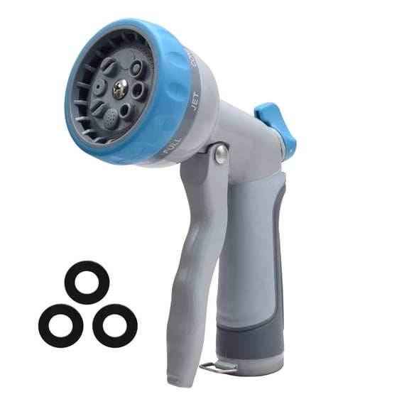 Garden Hose Nozzle, KEYAHAPPY Water Hose Nozzle Sprayer with 8 Adjustable Spray Patterns, High Pressure Hand Sprayer with Flow Control, Best for Watering Plant & Lawn, Washing Car & Pet, Blue