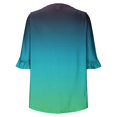 thumbnail image 5 of Viluyesy Women's 3/4 Sleeves T-Shirt V-Neck Shirt Tops Loose Blouse Green Size M, 5 of 7