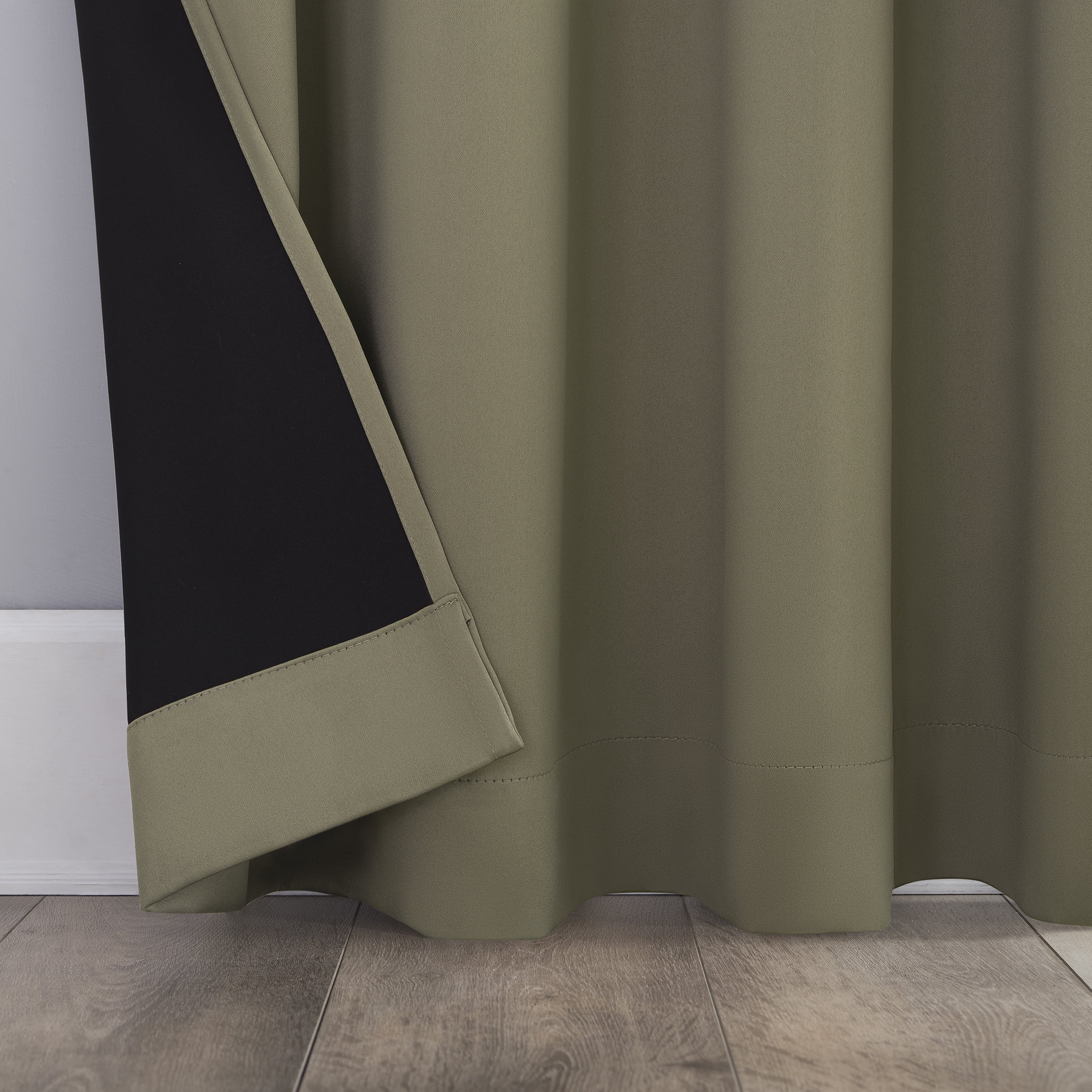 Sun Zero Oslo Theater Grade 100% Blackout Grommet Curtain Panel, 52" x 95", Olive Green (Single Curtain, Rod Not Included)