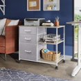 thumbnail image 6 of CRXX 3 Drawer Mobile File Cabinet, Rolling Printer Stand with Open Storage Shelf, Fabric Lateral Filing Cabinet fits A4 or Letter Size for Home Office, Light Grey, 6 of 12