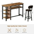 thumbnail image 4 of Lamerge Bar Dining Table Set for 2, 3 Piece Bar Table and Chairs Set, Kitchen Counter Height Dining Table Set, Small Kitchen Bar Table with Storage, Breakfast Nook Set for Small Space, Rustic Brown, 4 of 9