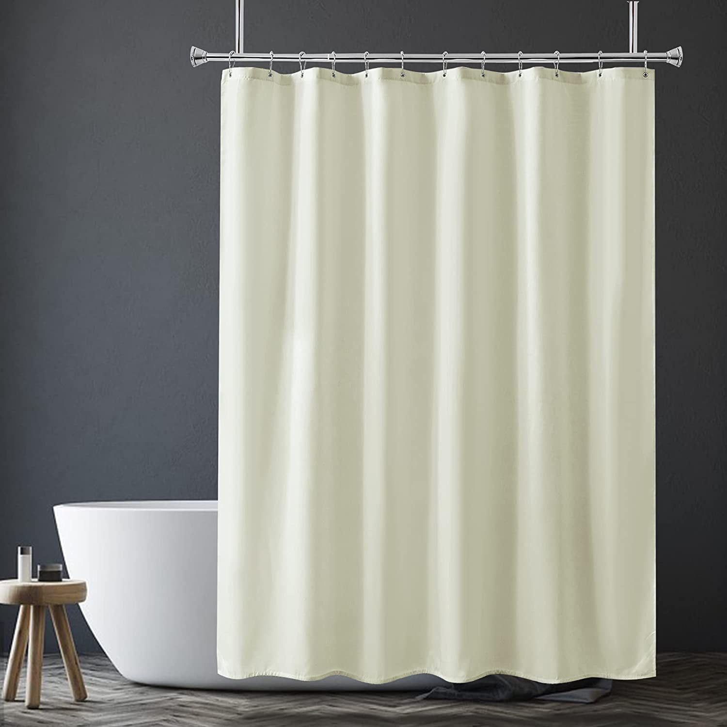 Extra Long Shower Curtain Liner Ivory Fabric 2 In 1 Room And 12 Grommet