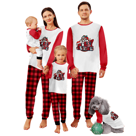

Holiday Family Matching Christmas Pajamas Christmas Buffalo Plaid Stripe Printed Sizes for Adult-Kids-Baby-Pet 2 Pieces Top and Pants Bodysuits Xmas PJS Sleepwear