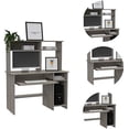 thumbnail image 6 of TUHOME Compu 120 Hutch Desk, Retractable Keyboard, Hutch, Shelf for CPU, Multiple Shelves, Light Grey, For Office, 6 of 7