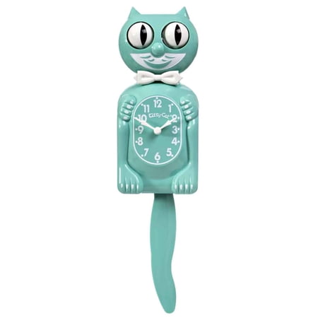 Ocean Waves Kitty Cat Clock (3/4 Size) 12.75 Smaller Version Retro Green Kit Cat Klock Made in USA