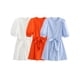 thumbnail image 2 of HH TRAF 2024 Vestido mini casual para mujer, liso, cuello redondo, manga abullonada, cinturón con lazo, botonadura sencilla, vestidos de verano para mujer, moderno, 3 colores, 2 of 5