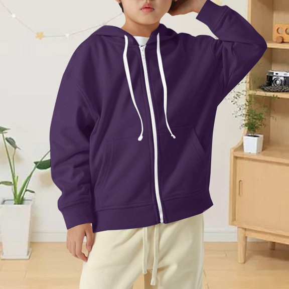 XXWXYD Kids Pullover Sweatshirt Jacket Solid Color Zippered Casual Outerwear for Boys Girls | Middle Large Children & Teenagers Coats
