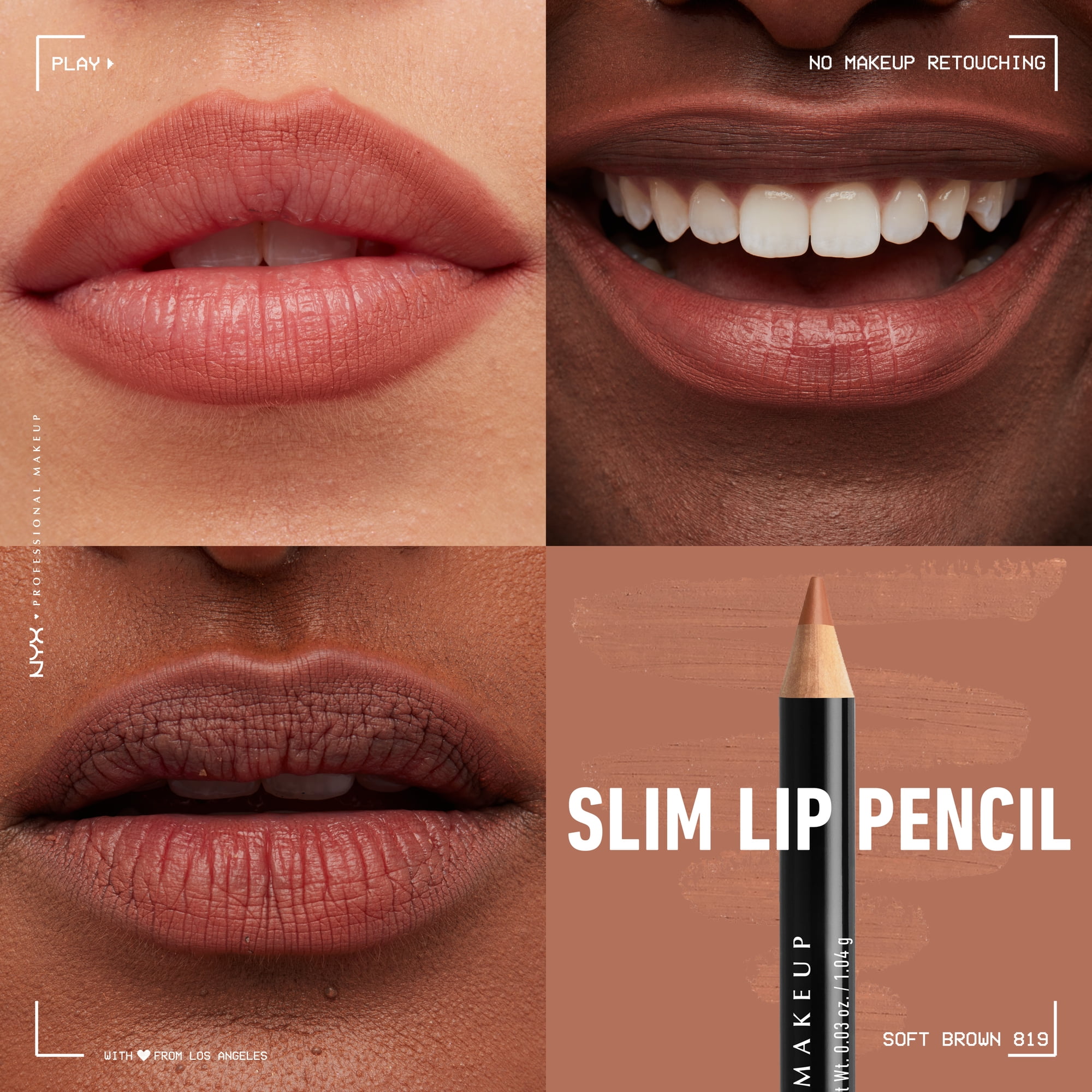 Nyx Professional Makeup Slim Lip Pencil, Long-Lasting Creamy Lip Liner,  Soft Brown - Walmart.Com