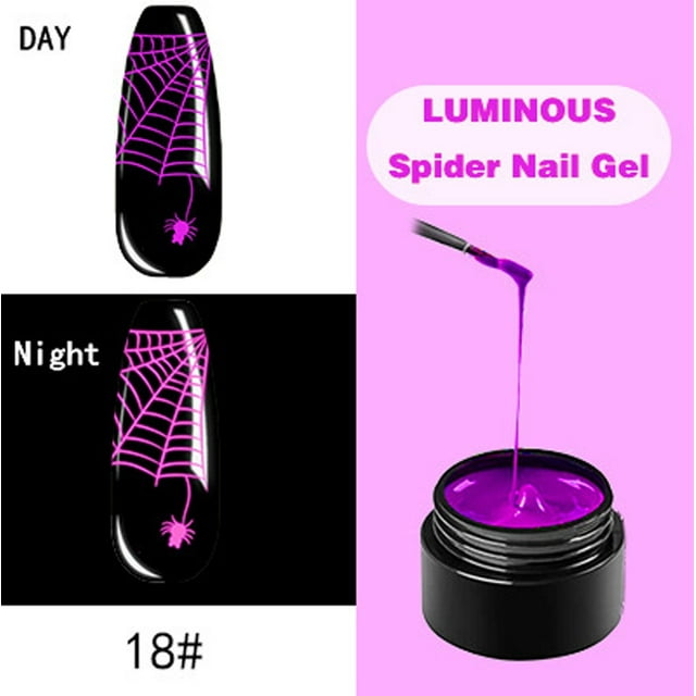 Esmalte de uñas, regalos para mujeres, esmalte de uñas en gel luminoso Spider, efecto fluorescente neón, 8 ml.