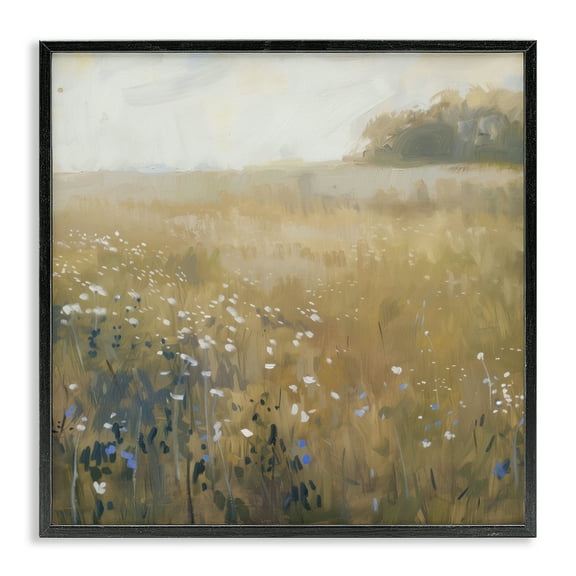 Stupell Industries Neutral Wildflower Field Black Framed Giclee Art design by LSR Creative Studio, 12 x 12