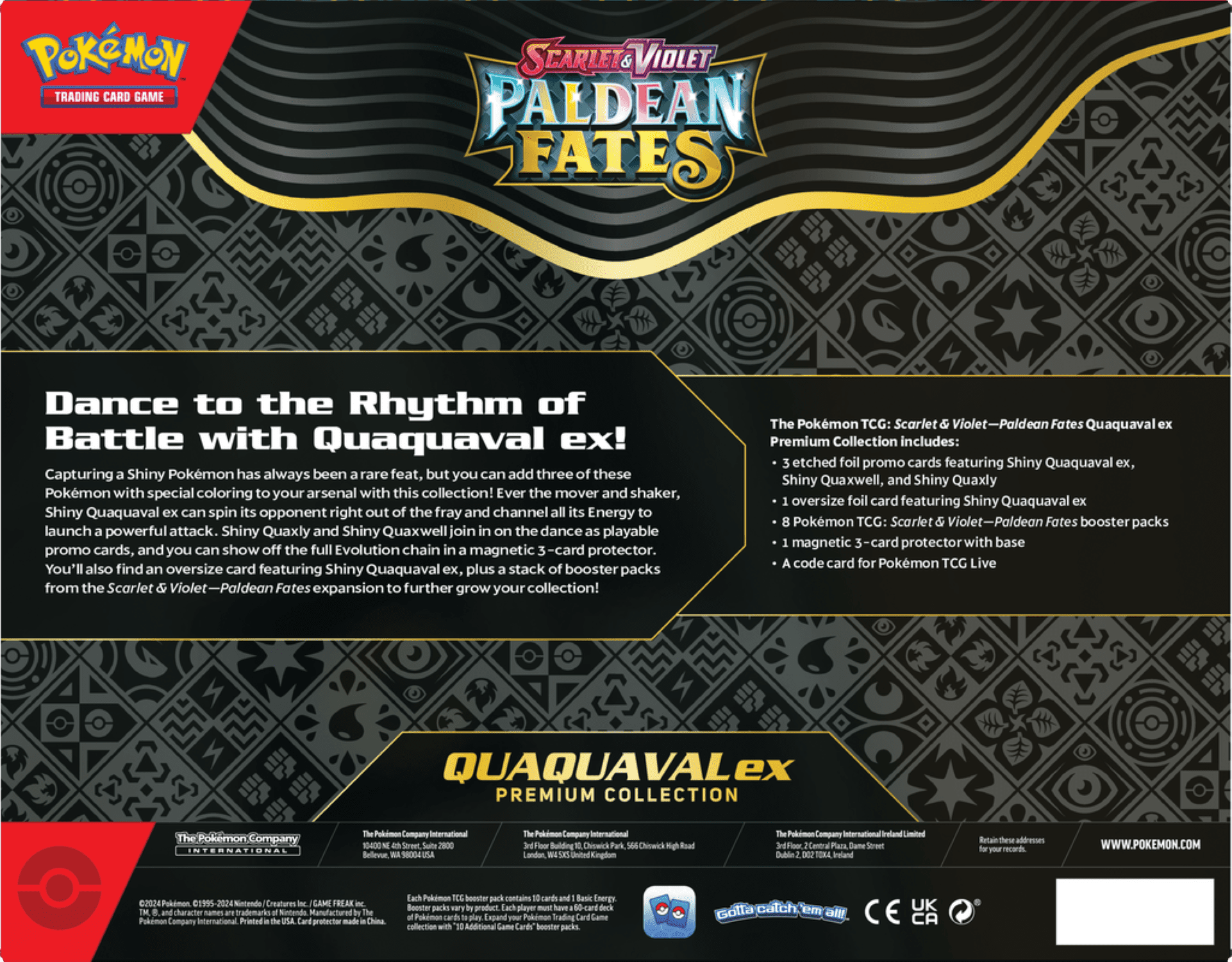 Pokemon Trading Card Games SV4.5 Paldean Fates Quaquaval EX Premium Collection