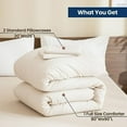 thumbnail image 7 of Beige Comforter Set Full Size, Cream3 Pieces Comforter Set, Lightweight Solid Neutral Bedding Set, All Seasons Soft Breathable Boho Full Comforter Set (80x90In Comforter & 2 Pillowcases), 7 of 7